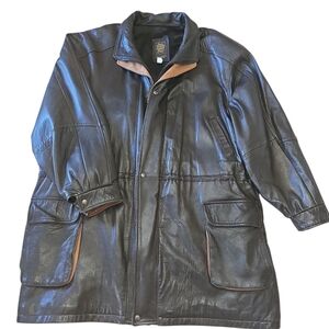 Steve's Sheepskin Leather Shops Ontario Mens Black Leather Barn Jacket Coat 4XL